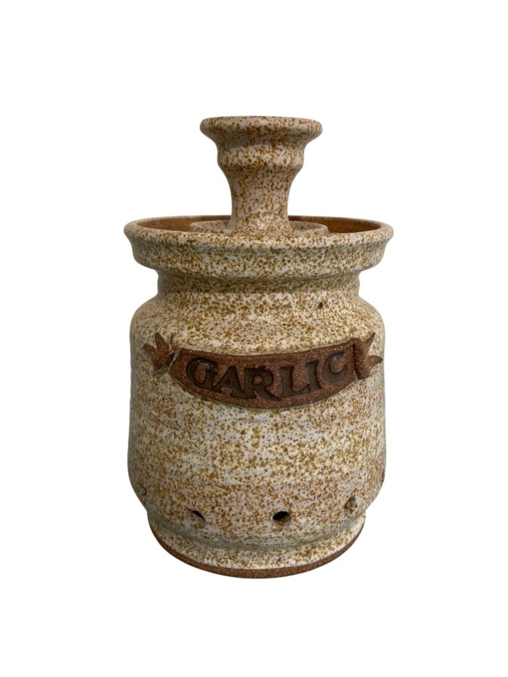 Foxlo California Studio Art Pottery Signed Garlic Jar Pot With Lid